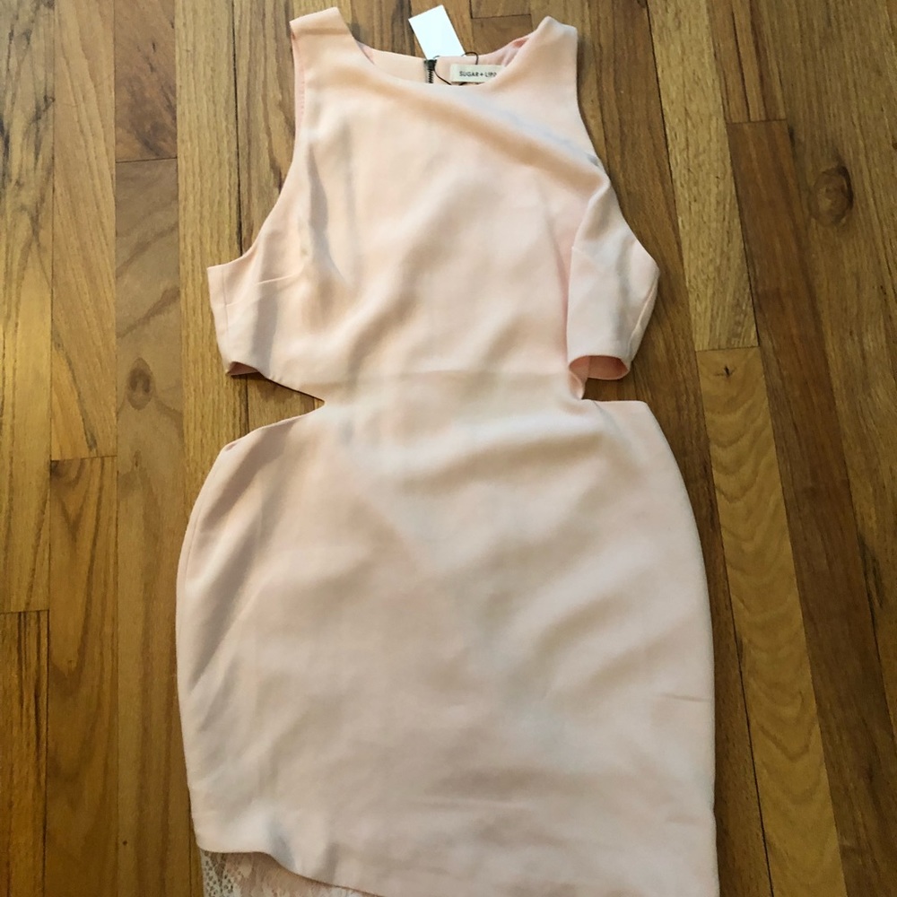 Sugar Lips Nude/Pink Cut Out Dress Sz M